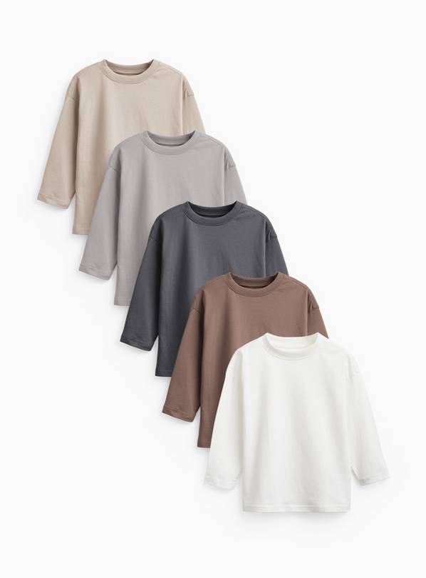 Neutral Long Sleeve Tops 5 Pack  1-2 years